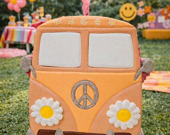 Handmade Groovy Van Pinata: Boho Party Decoration