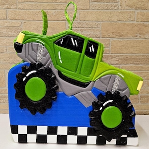 Handmade Green Monster Truck Piñata: Racing Party Decoration