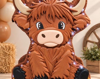 Highland Cow Piñata, Handmade Farm Birthday Party Decor