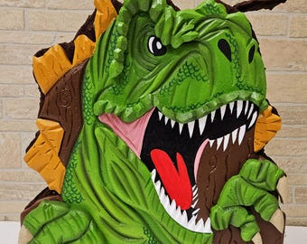 Ręcznie robiona piniata z dinozaurem T-Rex: dekoracja na imprezę w stylu jurajskim