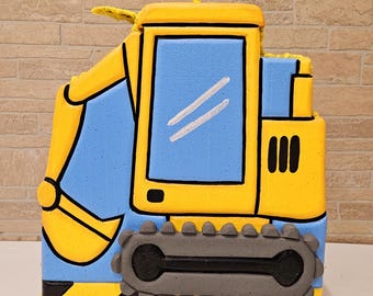 Handmade Excavator Pinata: Construction Party Decoration