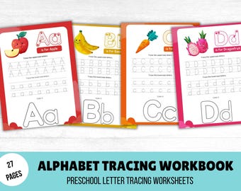 Alphabet Tracing Workbook for Kids | ABC Handwriting Practice | Preschool & Kindergarten Learning | Letter Tracing Printable | Instant PDF