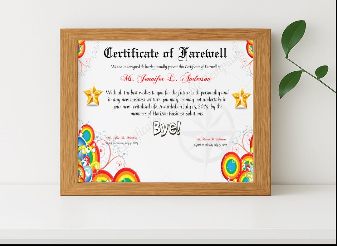 Image 5 for Farewell Certificate Template