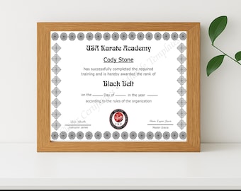 Editable Certificate of Martial Arts: Printable Dojo Award, Karate Achievement Template (Instant PDF Download)