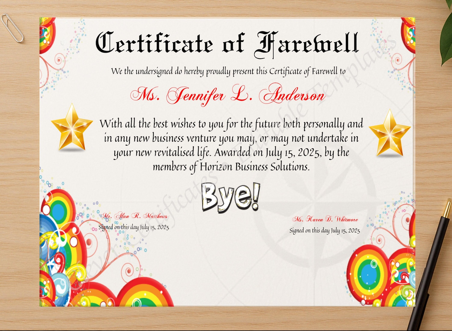 Image 8 for Farewell Certificate Template