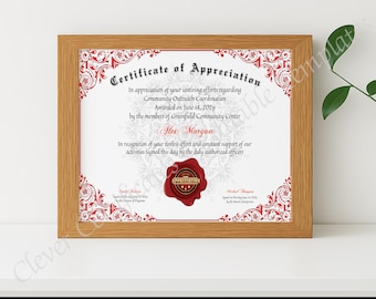 Employee Appreciation Certificate | Editable PDF Award Template | Printable Recognition Certificate for Office | Instant Download