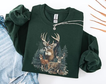 T-shirt Vintage 90s – North American Trails – Cerf – Rouge – Taille XL – 100% Coton USA