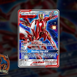 Iron-Man & Scizor Tag Team Benutzerdefinierte Pokemon Karte Full Art Holographic