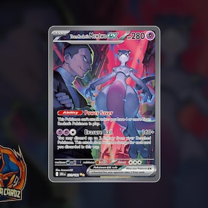 Team Rocket's Mewtwo Ex Full Art Proxy Pokemon Card Holographic