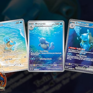 Squirtle Wartortle & Blastoise Ex Full Art Proxy Pokemon Kartenset x3 Karten Holographic