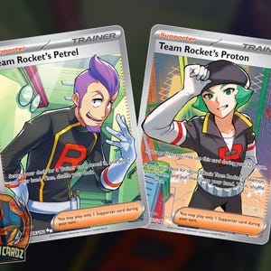 Team Rocket's Petrel & Proton Trainer Full Art Proxy Pokemon Card Set x2 Cards Holographic