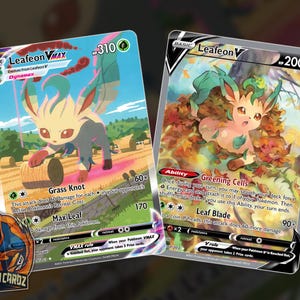 Leafeon Vmax & V Full Art Proxy Pokemon Card Set x2 Cards Holographic