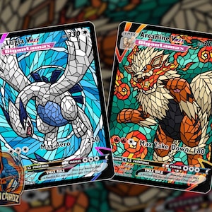 Lugia & Arcanine Mosaic Custom Pokemon Card Set x2 Cards Holographic