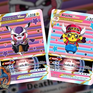 Freezachu & Arachu Custom Pokemon Card Set x2 Cards Holographic