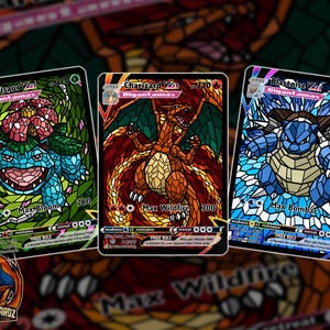Charizard Blastoise & Venusaur Mosaic Custom Pokemon Card Set x3 Cards Holographic