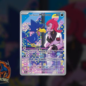 Team Rocket's Murkrow Full Art Proxy Pokemon Card Holographic