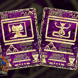 Mew & Mewtwo Ancient Custom Pokemon Card Set x2 Cards Holographic