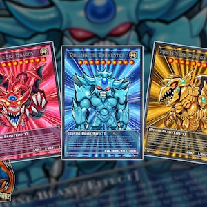 Obelisk the Tormentor Slifer the Sky Dragon & The Winged Dragon of Ra Custom Yugioh Card Set x3 Cards Holographic