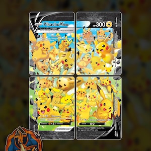 Pikachu V-Union Full Art Puzzle Proxy Pokemon Card Set x4 Cards Holographic