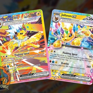 Jolteon Ex Rainbow Full Art Proxy Pokemon Card Set x2 Cards Holographic