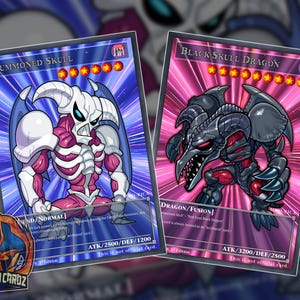 Summoned Skull & Black Skull Dragon Custom Yugioh Card Set x2 Cards Holographic