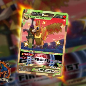 Moltres Pixelmon Custom Pokemon Card Full Art Holographic