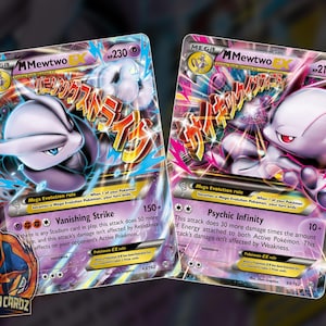 Mewtwo & Mew Mega Ex Proxy Pokemon Card Set x2 Cards Holographic