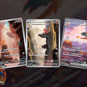 Charmander Charmeleon & Charizard Ex Full Art Proxy Pokemon Kartenset x3 Karten Holographic