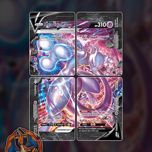 Mewtwo V-Union Full Art Puzzle Proxy Pokemon Card Set x4 Cards Holographic