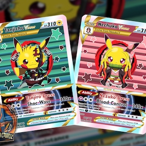 Tanjichu & Nechuko Pikachu Cosplay Custom Pokemon Card Set x2 Cards Holographic
