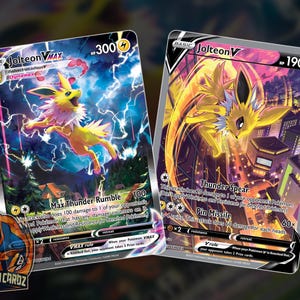 Jolteon Vmax & V Full Art Proxy Pokemon Card Set x2 Cards Holographic
