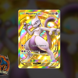 Mewtwo Ex Full Art Gold TCG POCKET Proxy Pokemon Card Holographic