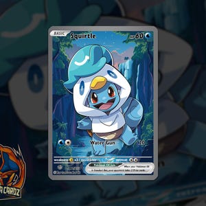 Squirtle Hoodie Cosplay Custom Pokemon Card Full Art Holographic