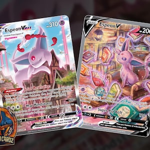 Espeon Vmax & V Full Art Proxy Pokemon Kartenset x2 Karten Holografisch
