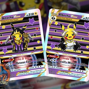 Ainzchu & Albechu Pikachu Cosplay Custom Pokemon Card Set x3 Cards Holographic