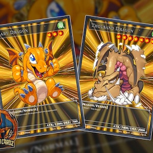 Baby Dragon & Thousand Dragon Custom Yugioh Card Set x2 Cards Holographic
