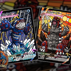 Set di carte Pokemon personalizzate Kyogre e Groudon Mosaic x2 carte olografiche