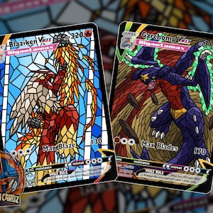 Blaziken & Garchomp Mosaic Custom Pokemon Card Set x2 Cards Holographic