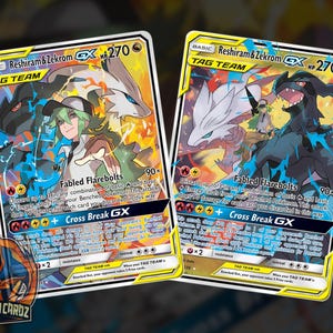 Reshiram & Zekrom Gx Tag Team Proxy Pokemon Kartenset x2 Karten Holografisch
