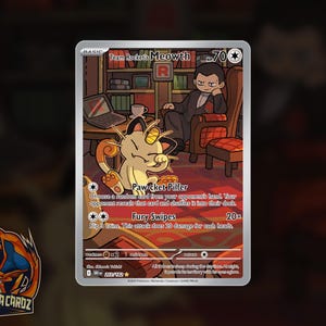 Team Rocket's Meowth Full Art Proxy Pokemon Card Holographic