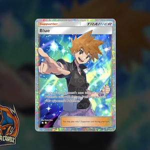 Blue Trainer Full Art TCG POCKET Proxy Pokemon Card Holographic