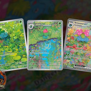 Bulbasaur Ivysaur & Venusaur Ex Pełny zestaw kart Pokemon Proxy Art x3 Karty Holograficzne
