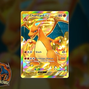 Charizard Ex Gold Full Art TCG POCKET Proxy Pokemon Card Holographic