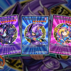 Dark Magician DMG & Magician of Black Chaos Custom Yugioh Card Set x3 Cards Holographic