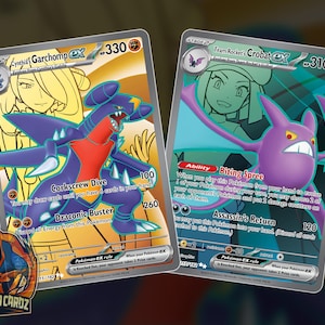 Cynthia's Garchomp Ex & Team Rocket's Crobat Ex Full Art Proxy Pokemon Card Set x2 Cards Holographic