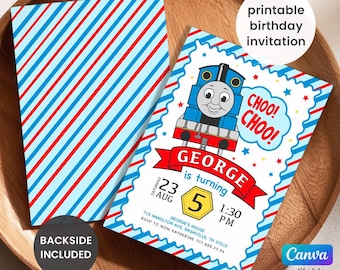 Printable Thomas Train Birthday invitation, editable Thomas party invite, birthday boy, 1st first bday, 2nd second party Chugga Chugga Choo