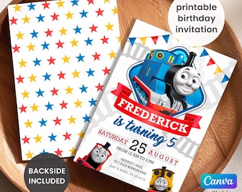 Printable Thomas Train Birthday invitation, editable Thomas party invite, birthday boy, 1st first bday, 2nd second party Chugga Chugga Choo