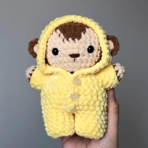 Monkey Plushie in Yellow Onsie – Crochet Amigurumi Monkey – Handmade Soft Toy Gift