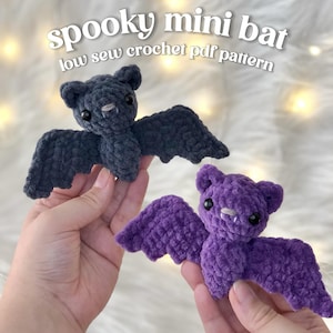 Mini Bat Crochet Pattern, Halloween Amigurumi Bat PDF, Cute Plush Bat Pattern, Easy Crochet Toy, Spooky DIY Gift Idea, Low Sew PDF Pattern
