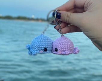 Crochet Whale Keychain Set | Amigurumi Couple Gift, Matching Bag Charms & Keychains